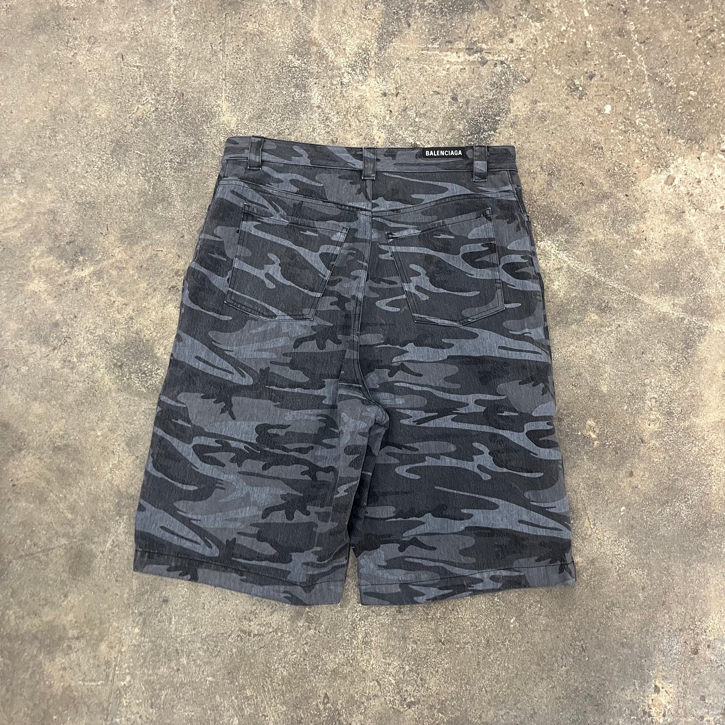 Balenciaga Camo Denim Shorts