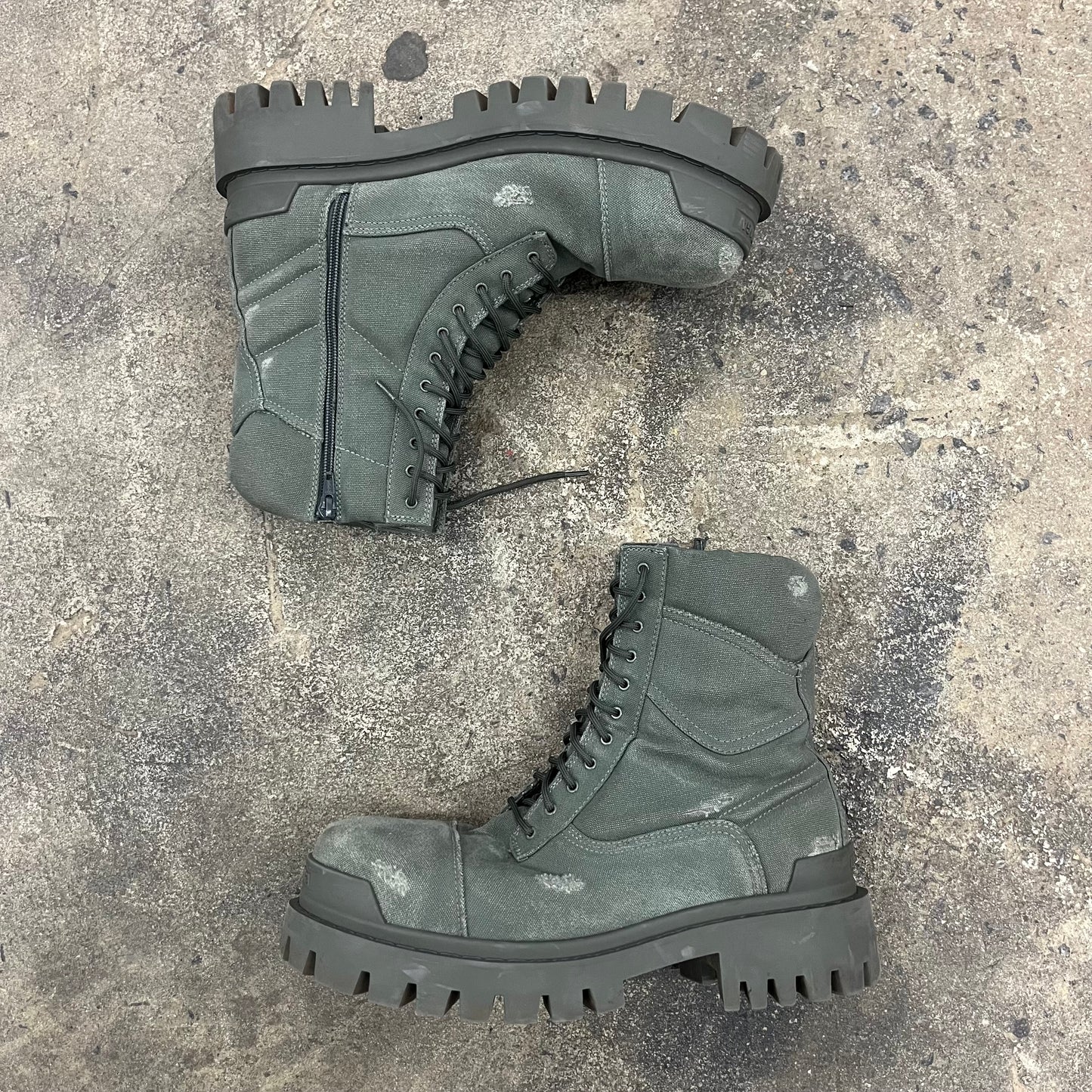 Balenciaga Green Distressed Strike Boot