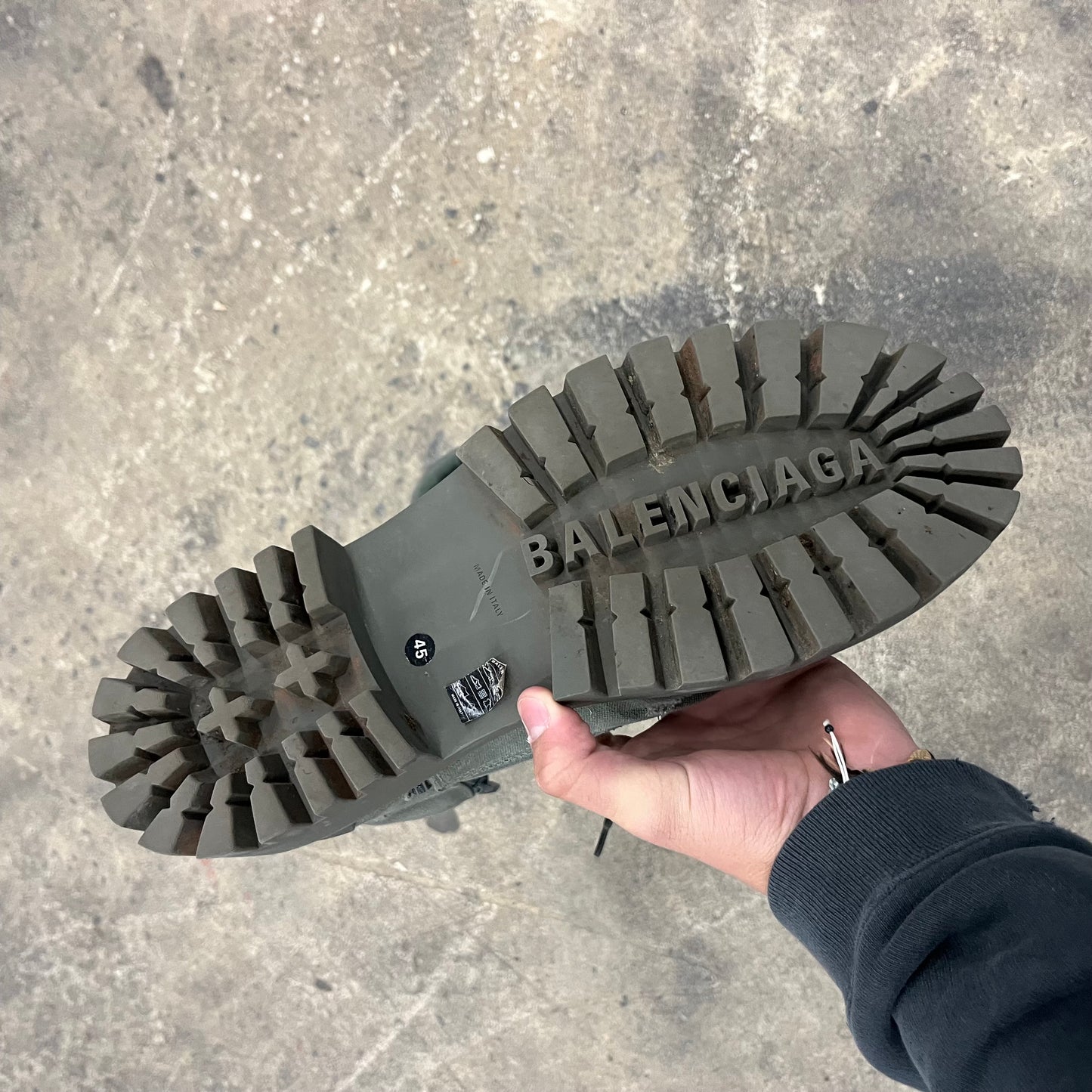 Balenciaga Green Distressed Strike Boot