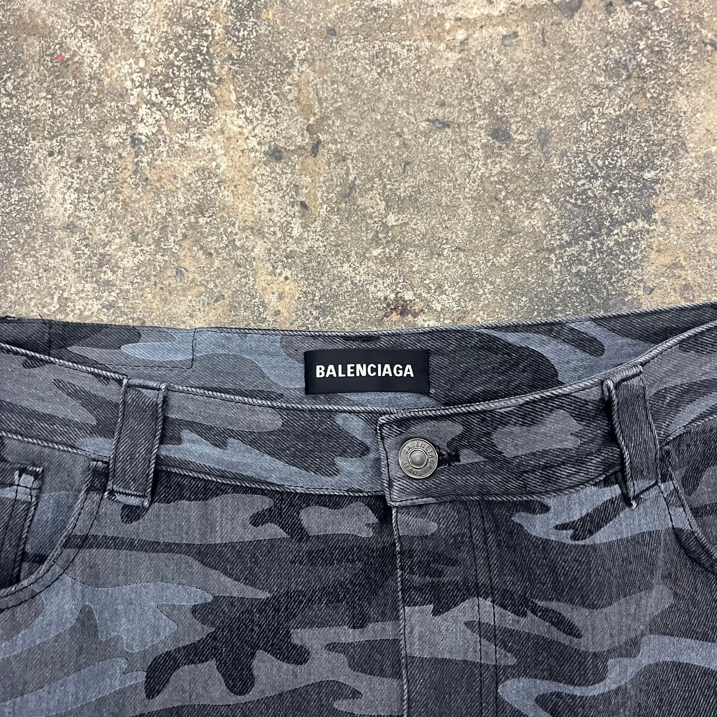 Balenciaga Camo Denim Shorts