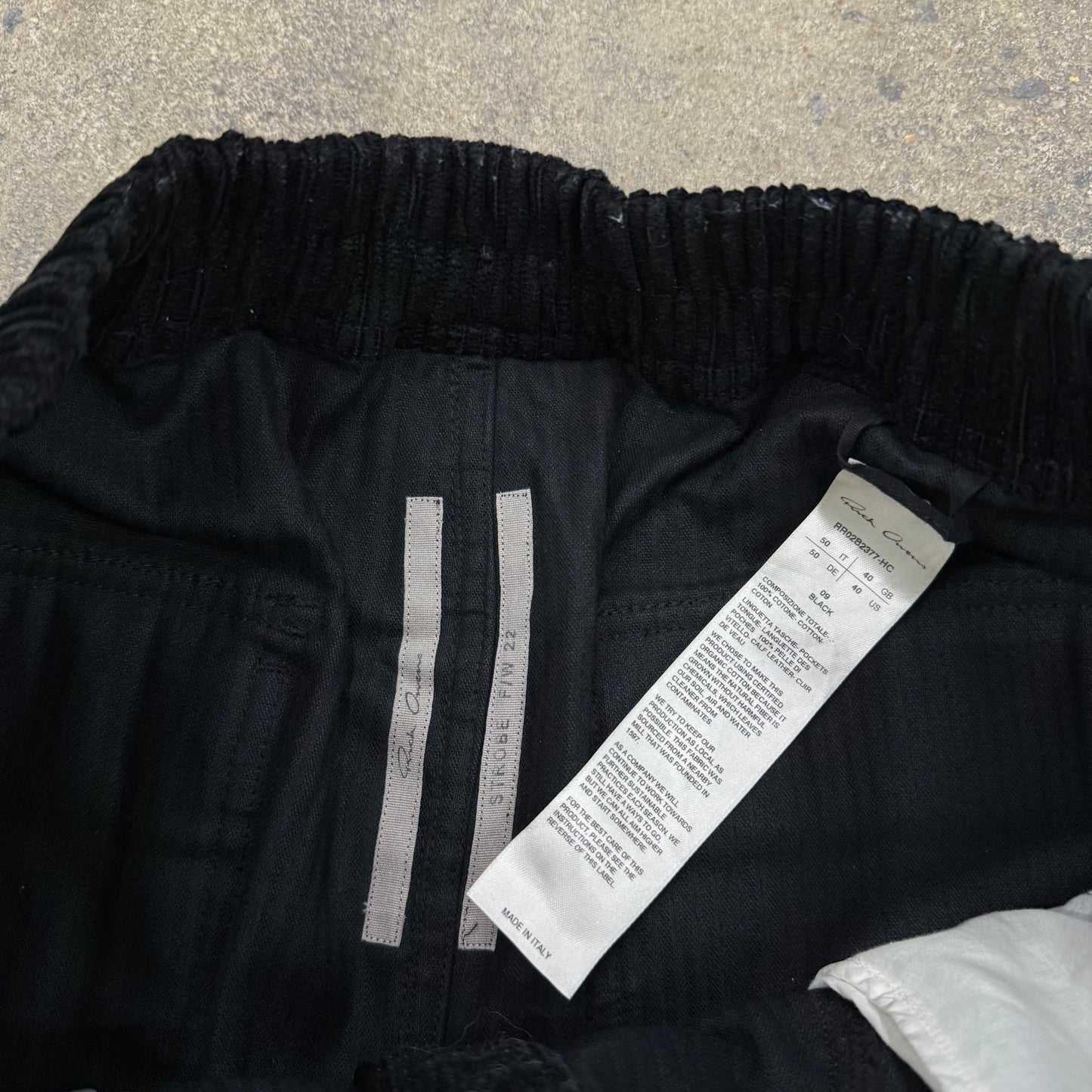 Rick Owens FW22 Runway Bauhaus Cargo Corduroy