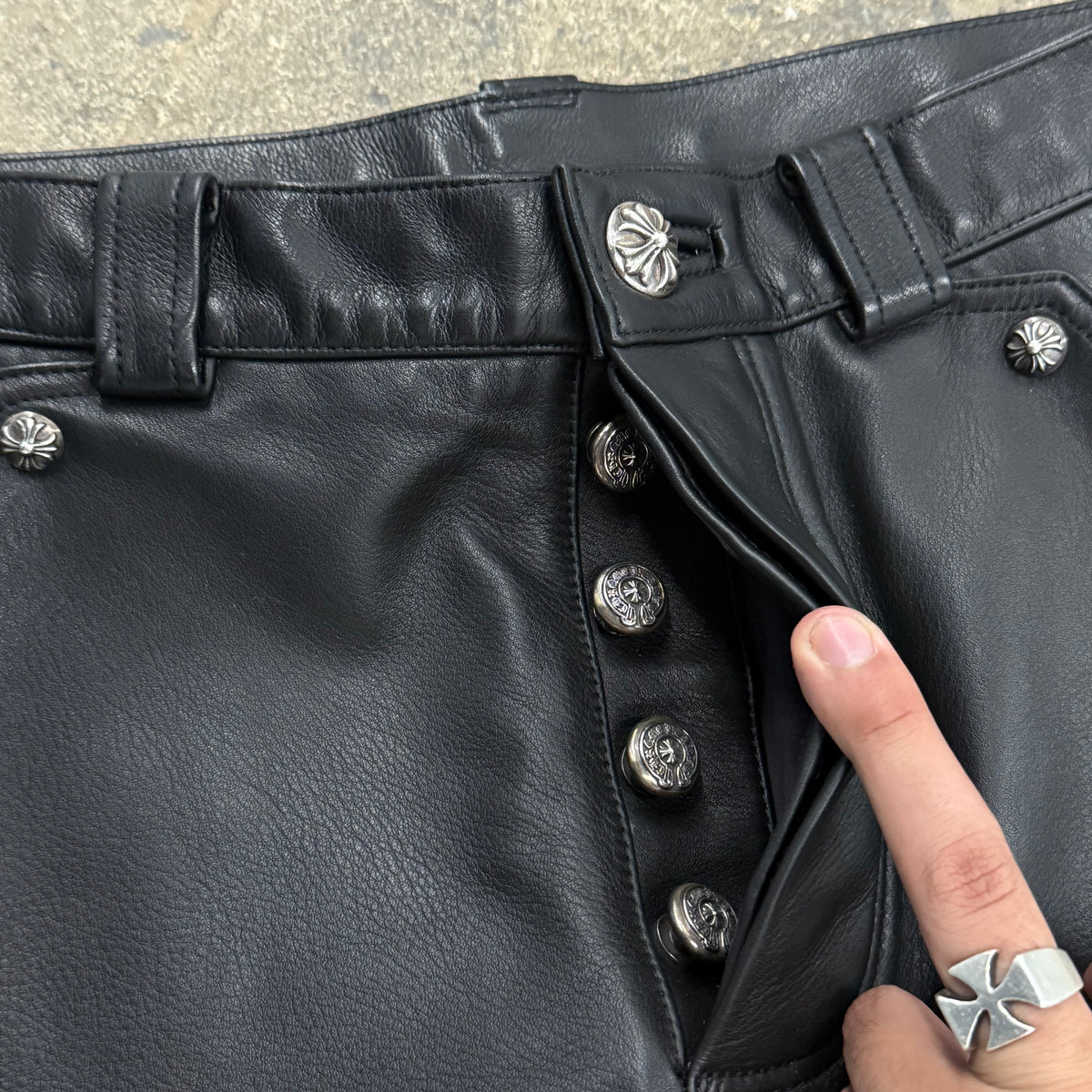 Chrome Hearts Leather Fleurknee Carpenters