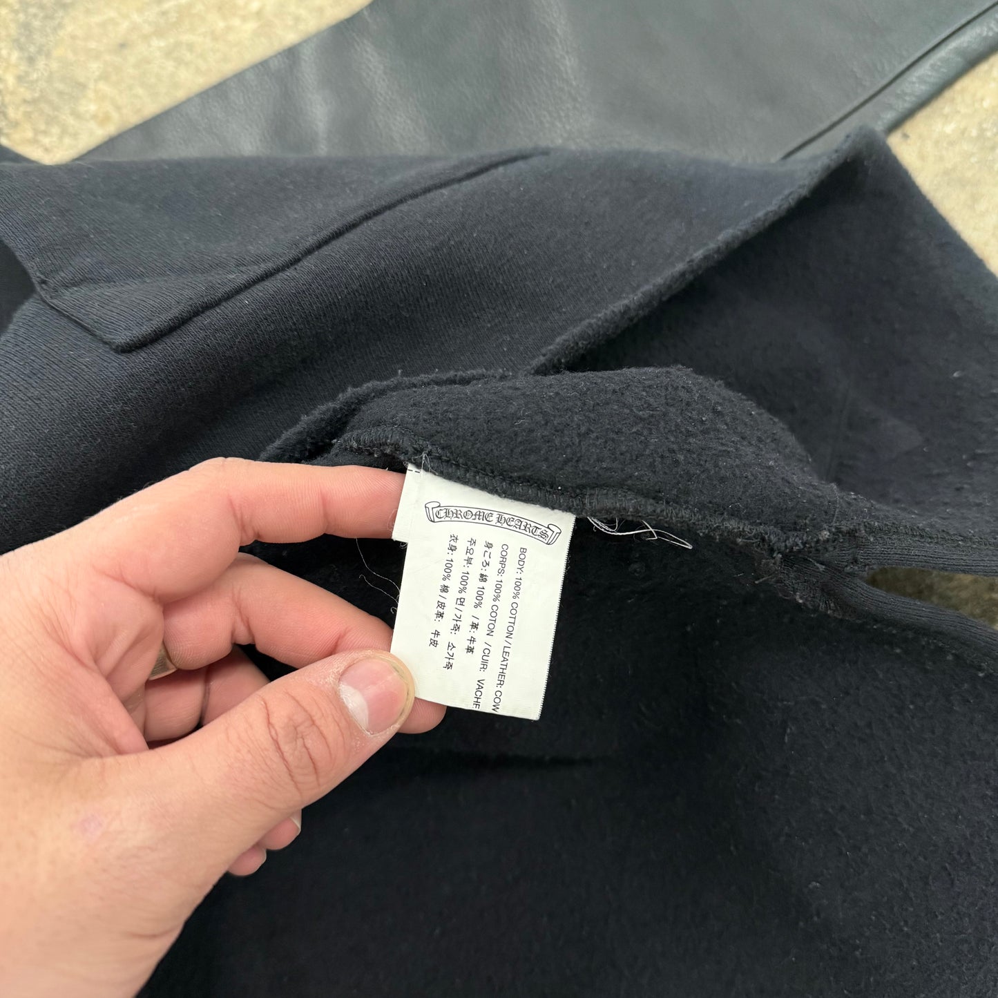 Chrome Hearts Leather Sleeve Crewneck