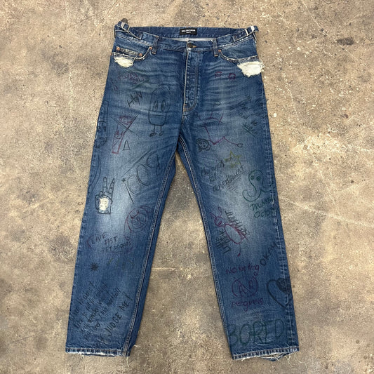 Balenciaga AW22 Scribble Denim