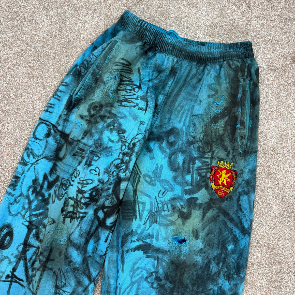Balenciaga Blue Graffiti Sweatpants