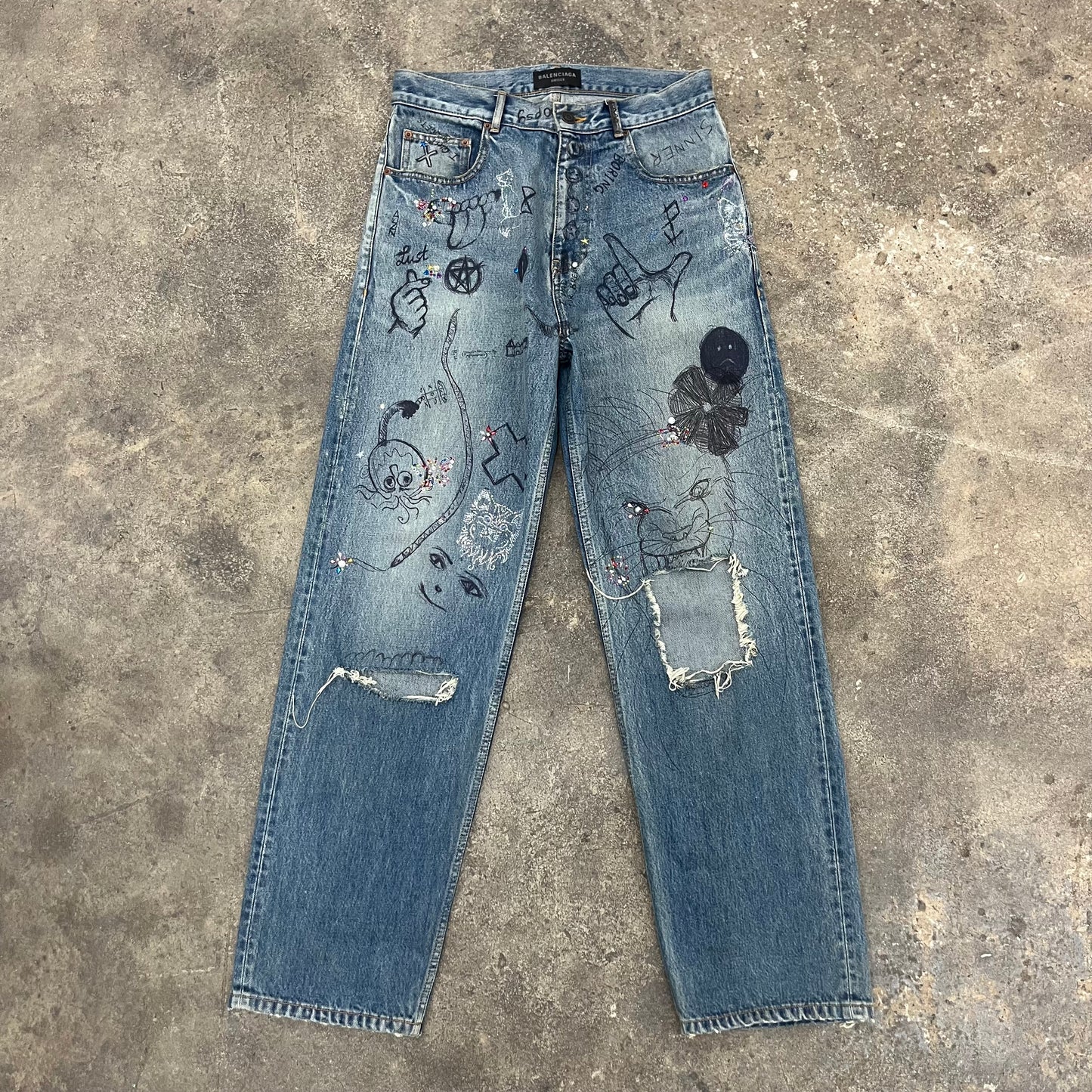 Balenciaga AW22 Rhinestone Denim