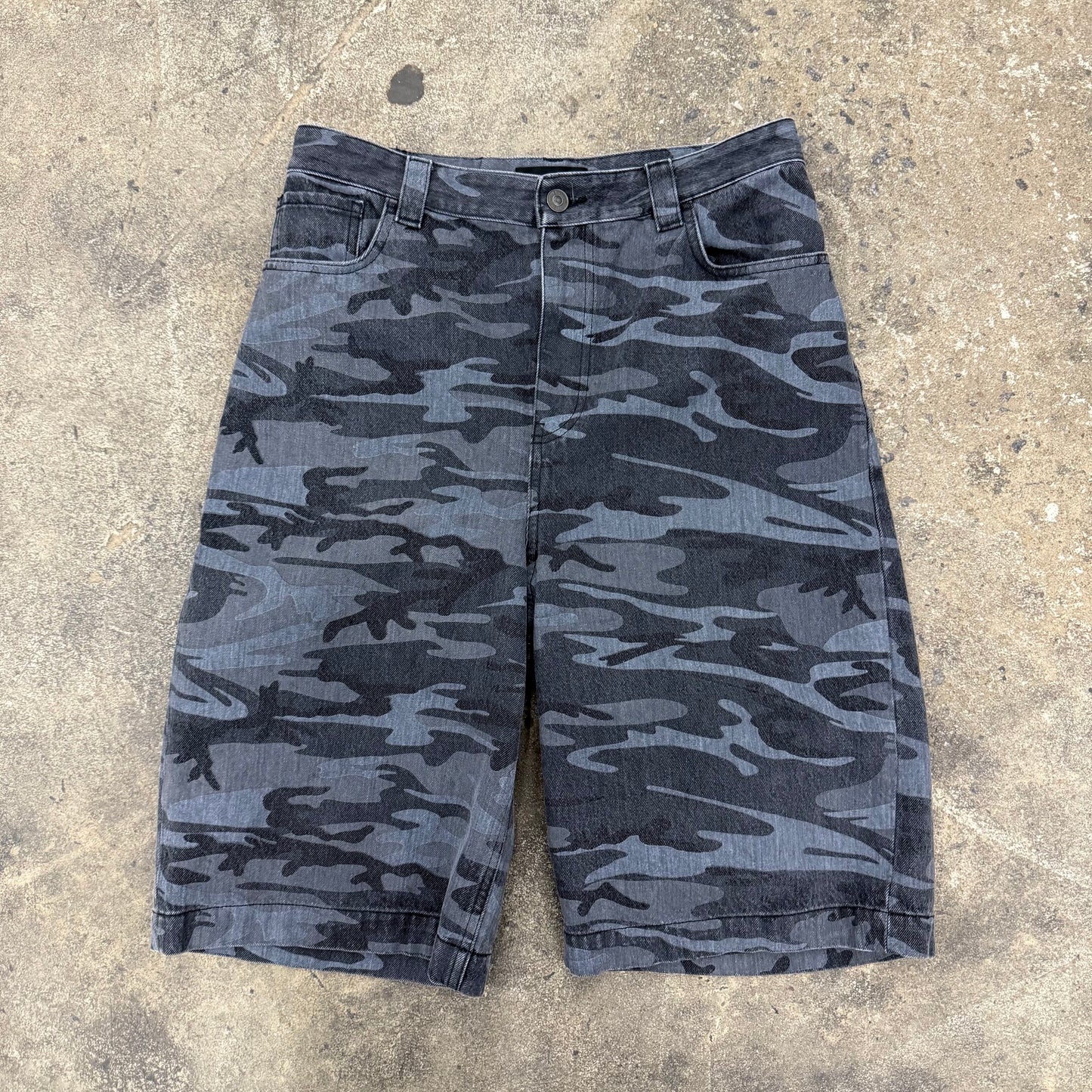Balenciaga Camo Denim Shorts