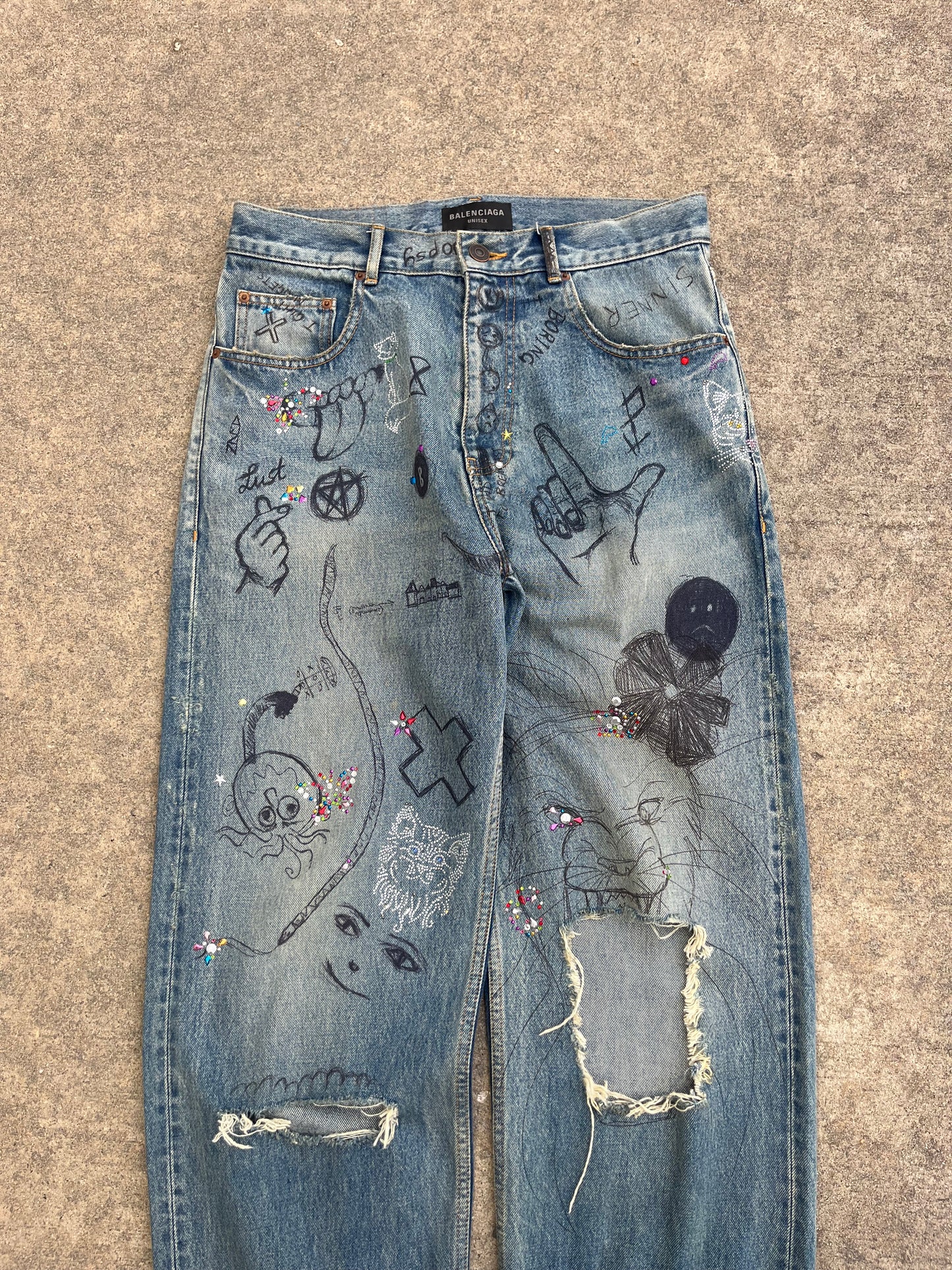 Balenciaga AW22 Rhinestone Denim