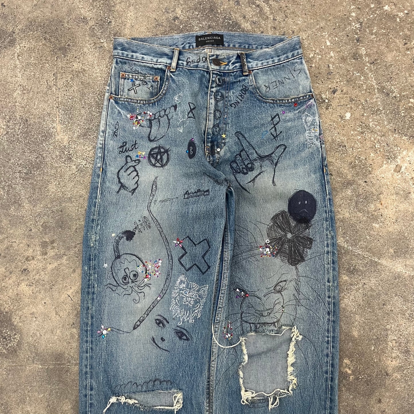 Balenciaga AW22 Rhinestone Denim