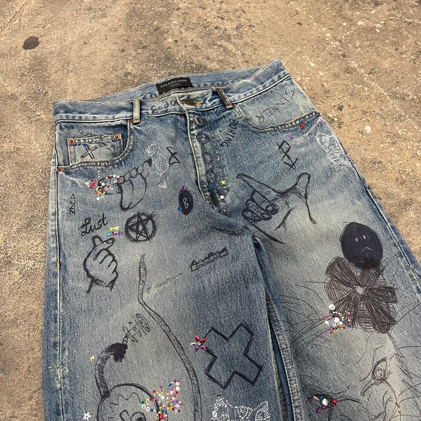 Balenciaga AW22 Rhinestone Denim