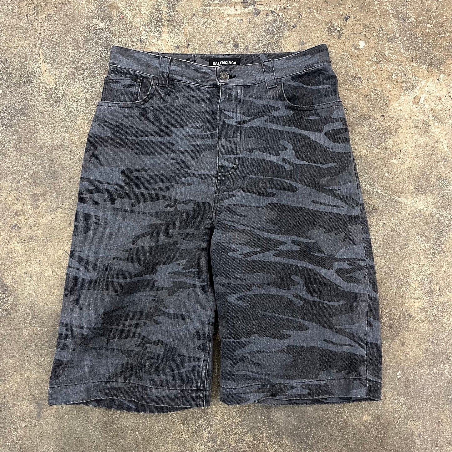 Balenciaga Camo Denim Shorts