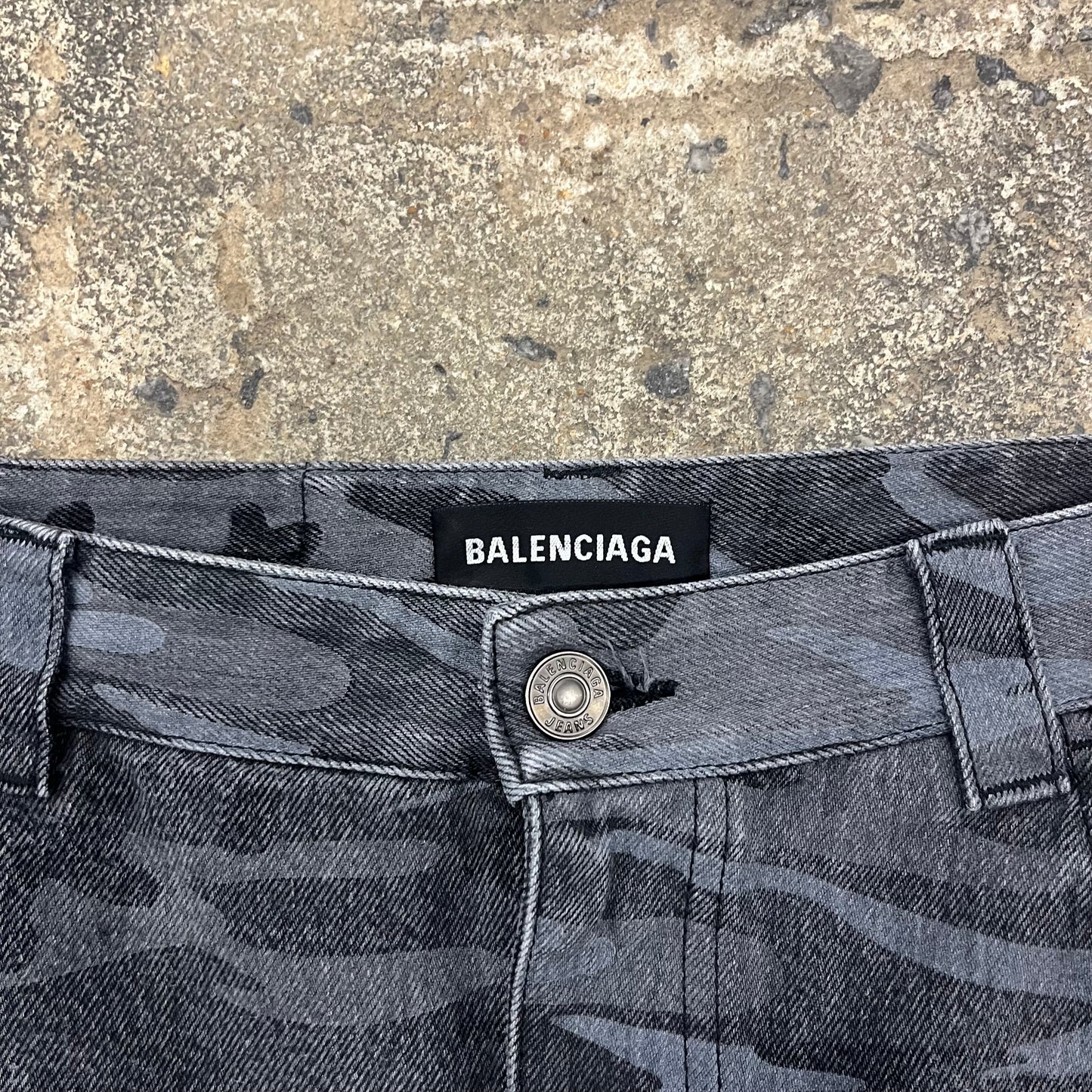 Balenciaga Camo Denim Shorts