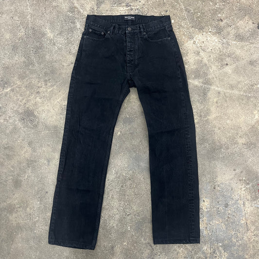 Balenciaga Black Distressed Denim