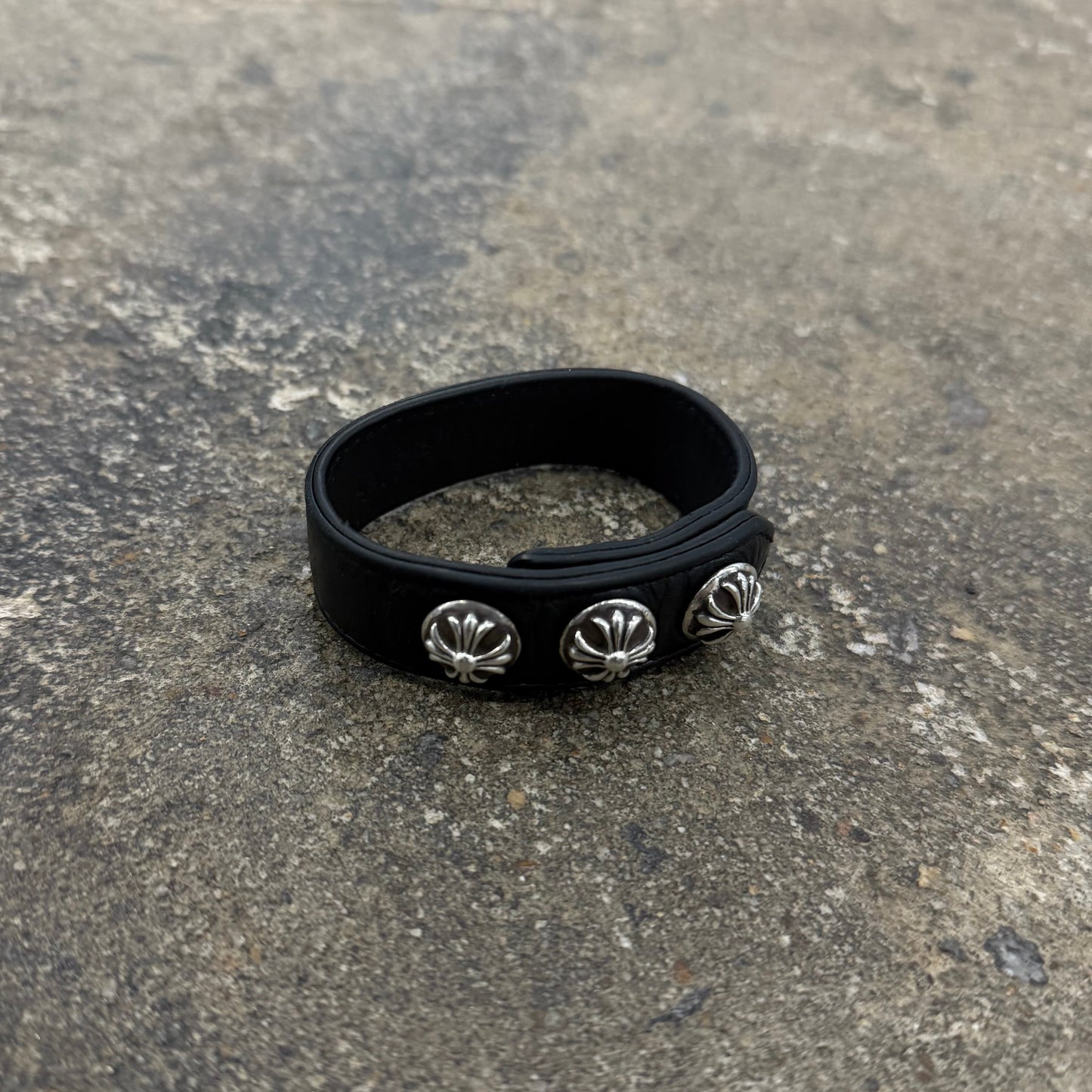 Chrome Hearts 3 Snap Leather Bracelet