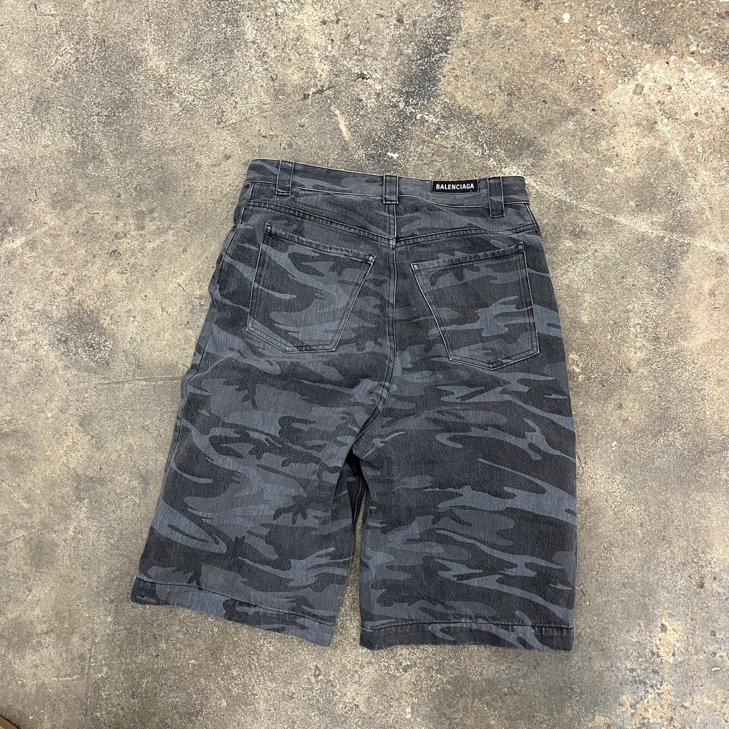 Balenciaga Camo Denim Shorts