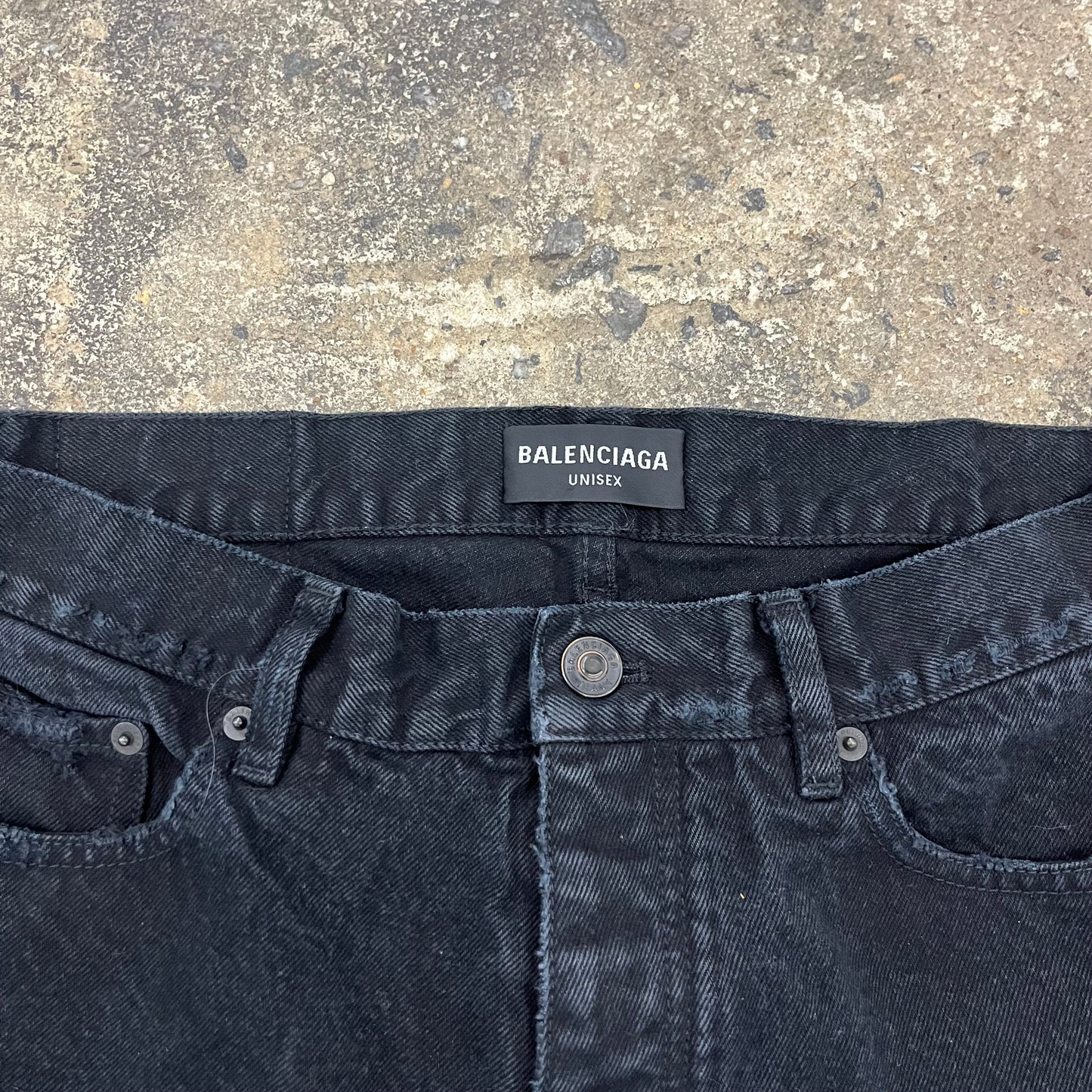 Balenciaga Black Distressed Denim