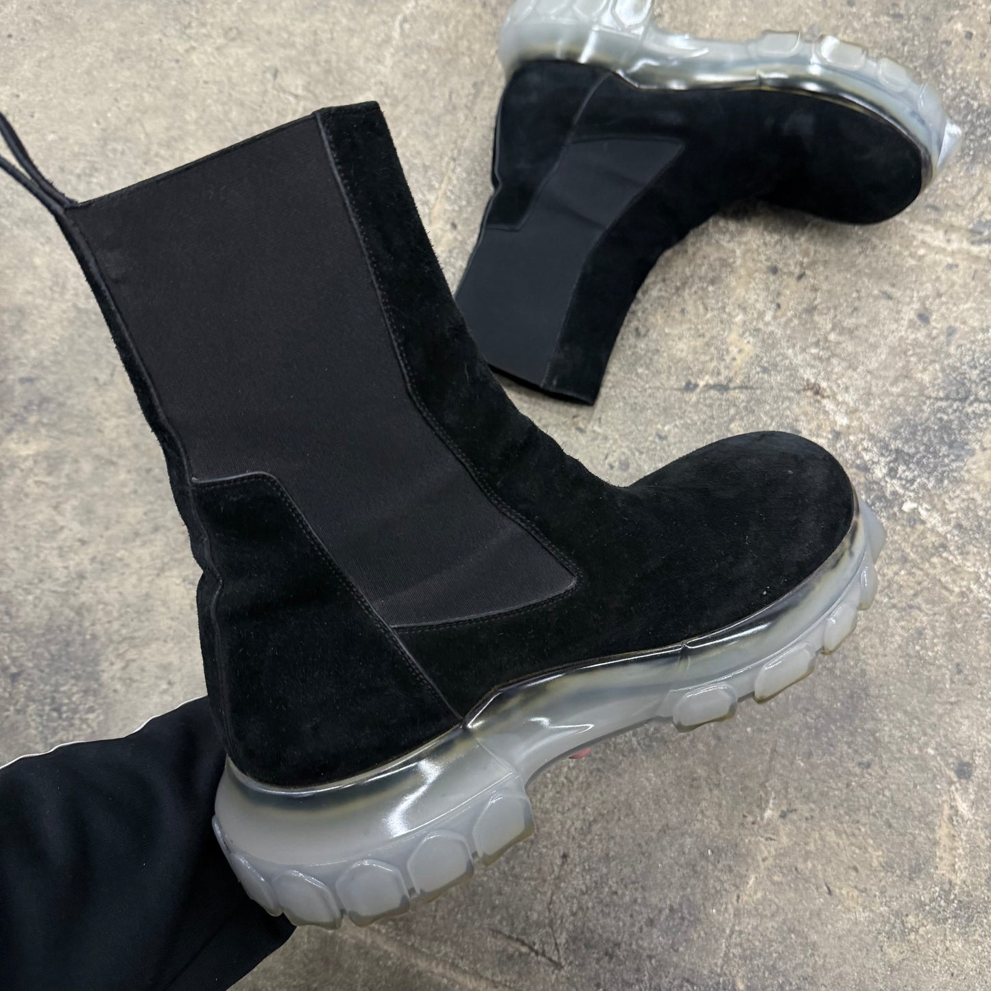 Rick Owens Suede Tractor Boots