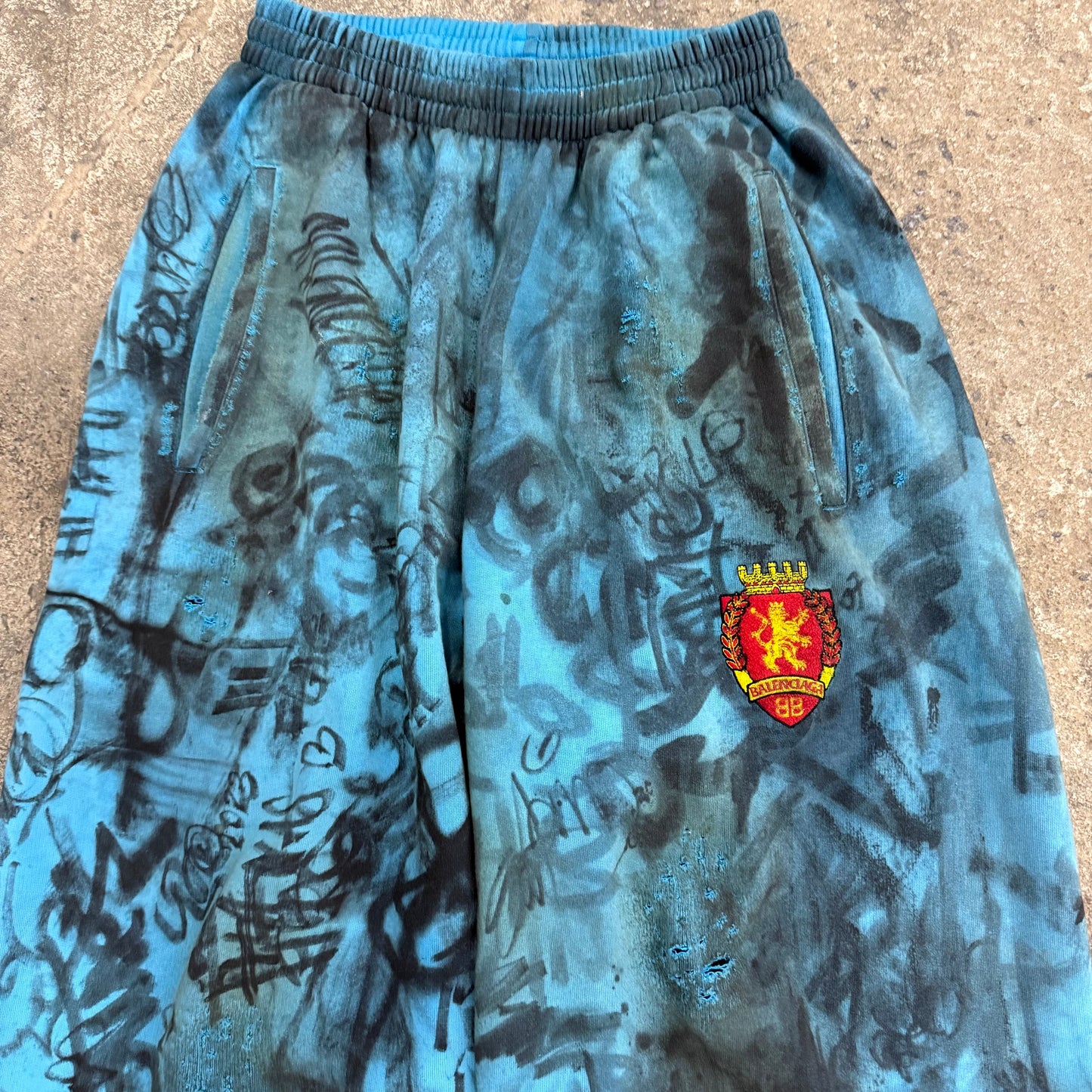 Balenciaga Blue Graffiti Sweatpants