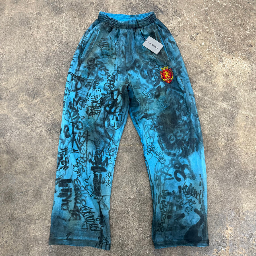 Balenciaga Blue Graffiti Sweatpants