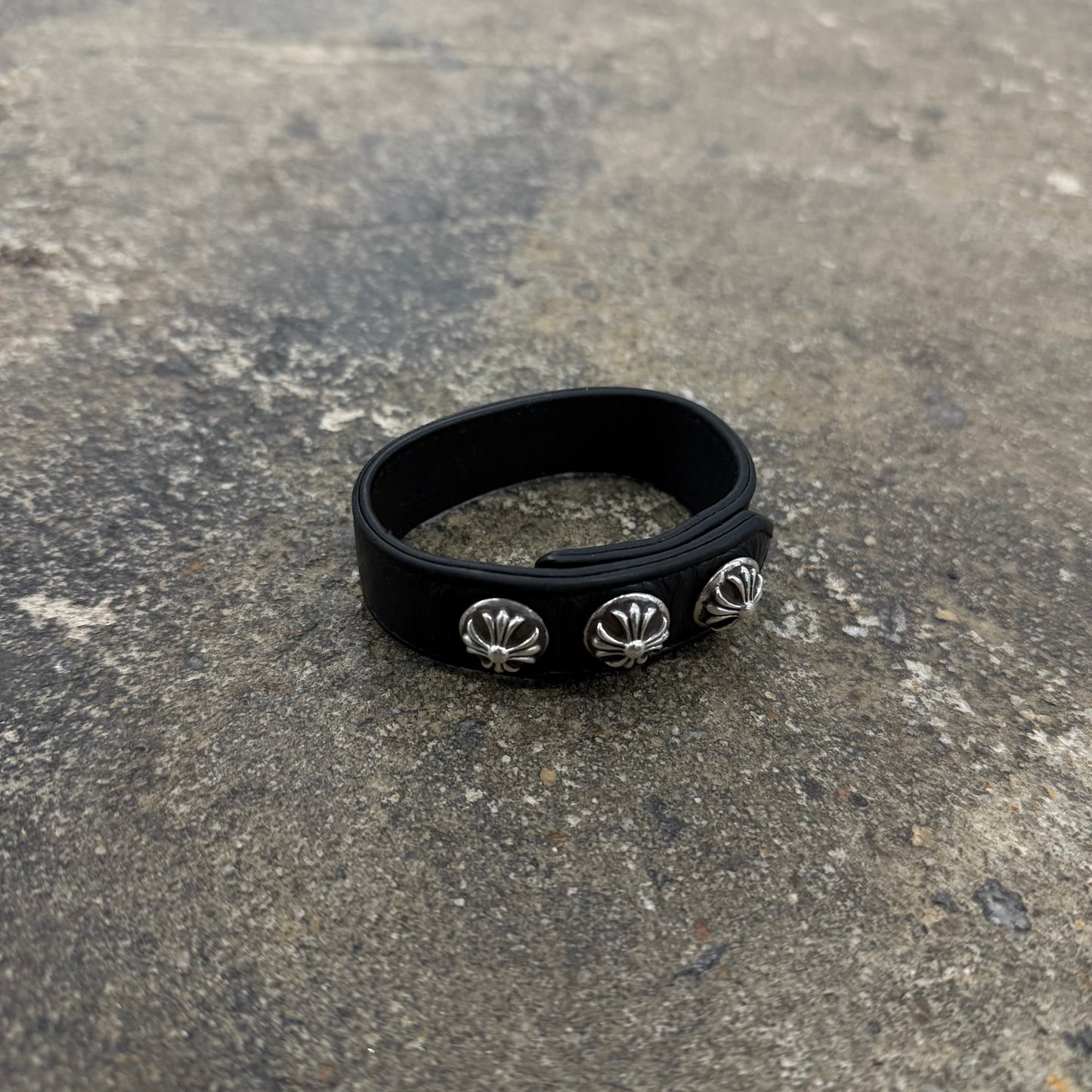 Chrome Hearts 3 Snap Leather Bracelet
