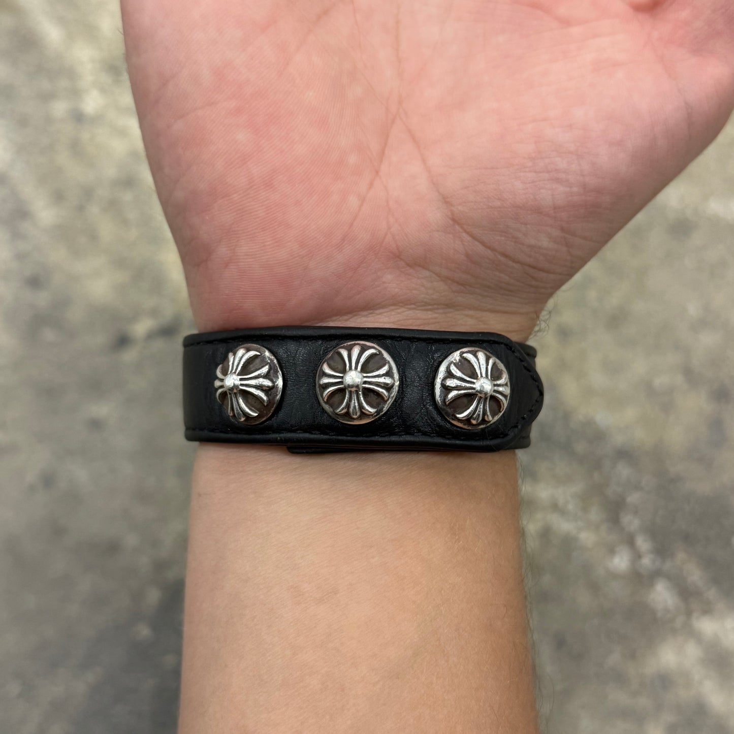 Chrome Hearts 3 Snap Leather Bracelet