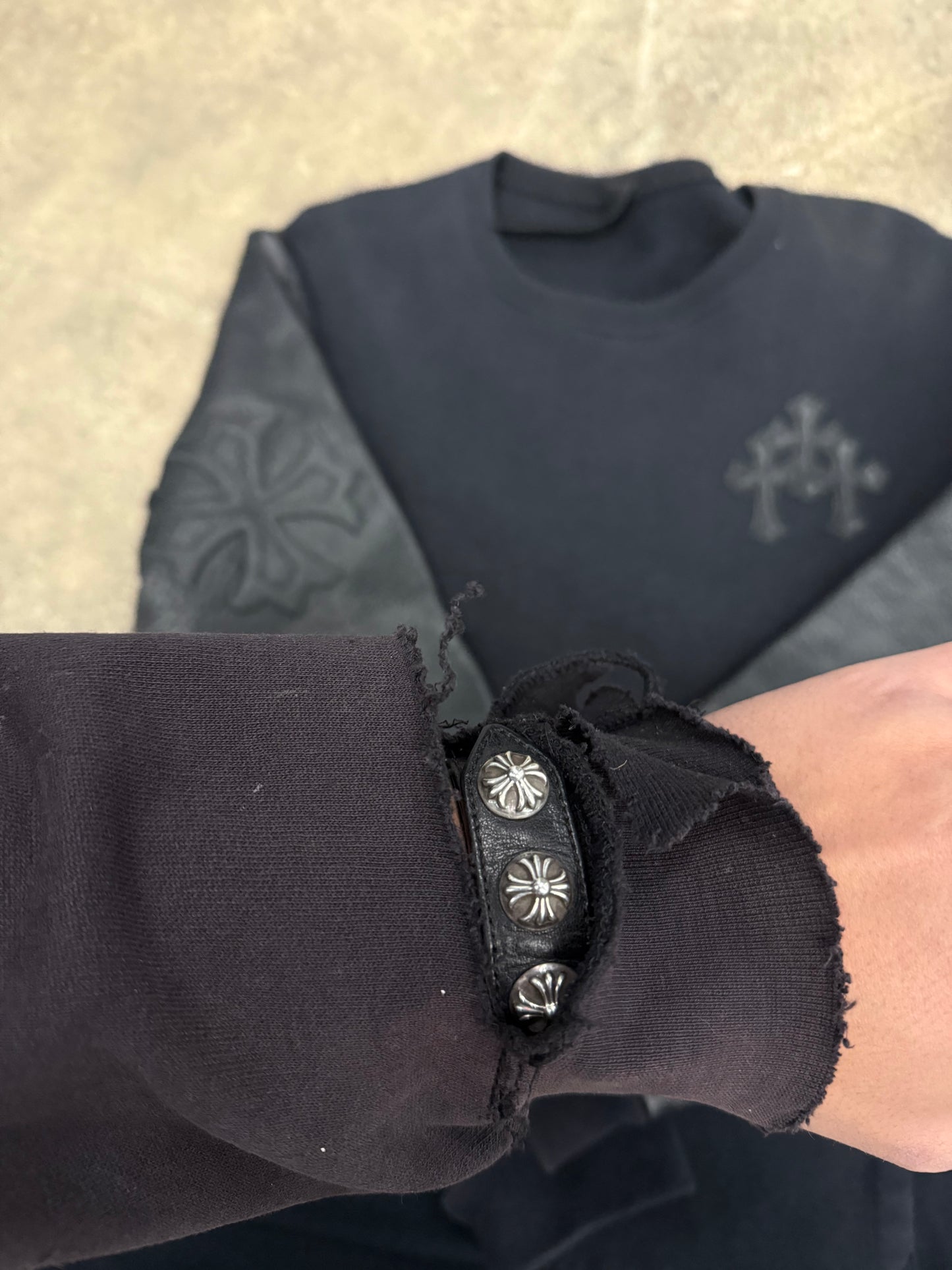 Chrome Hearts 3 Snap Leather Bracelet