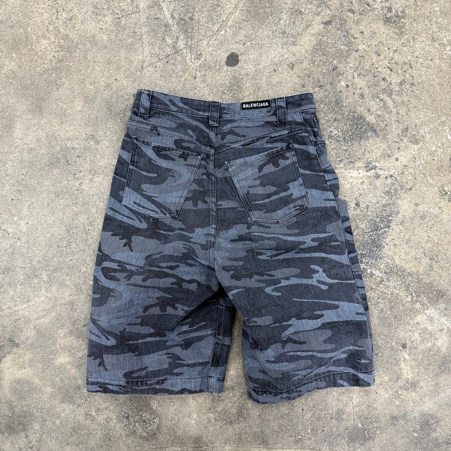 Balenciaga Camo Denim Shorts
