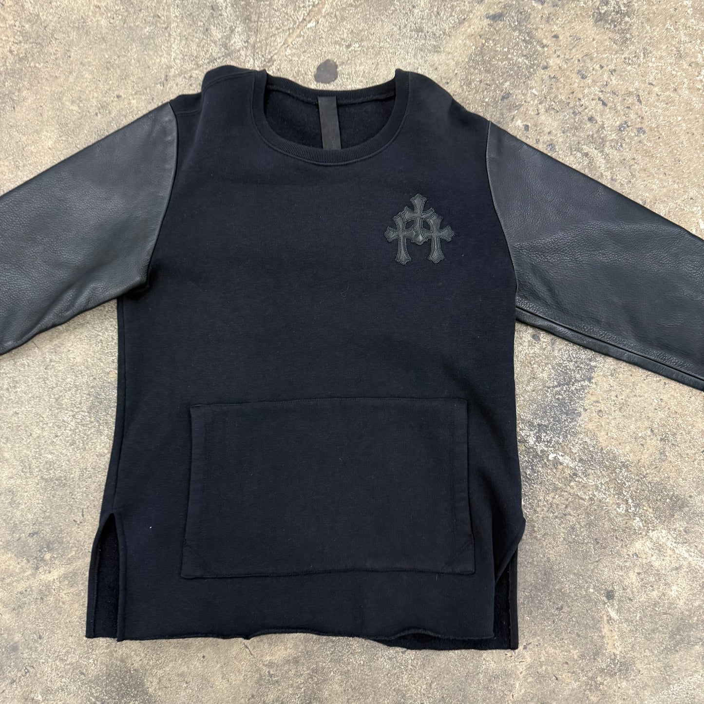 Chrome Hearts Leather Sleeve Crewneck