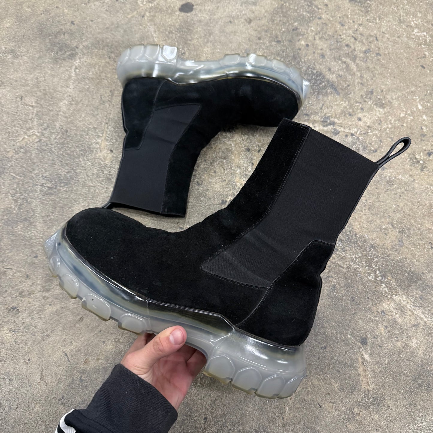 Rick Owens Suede Tractor Boots