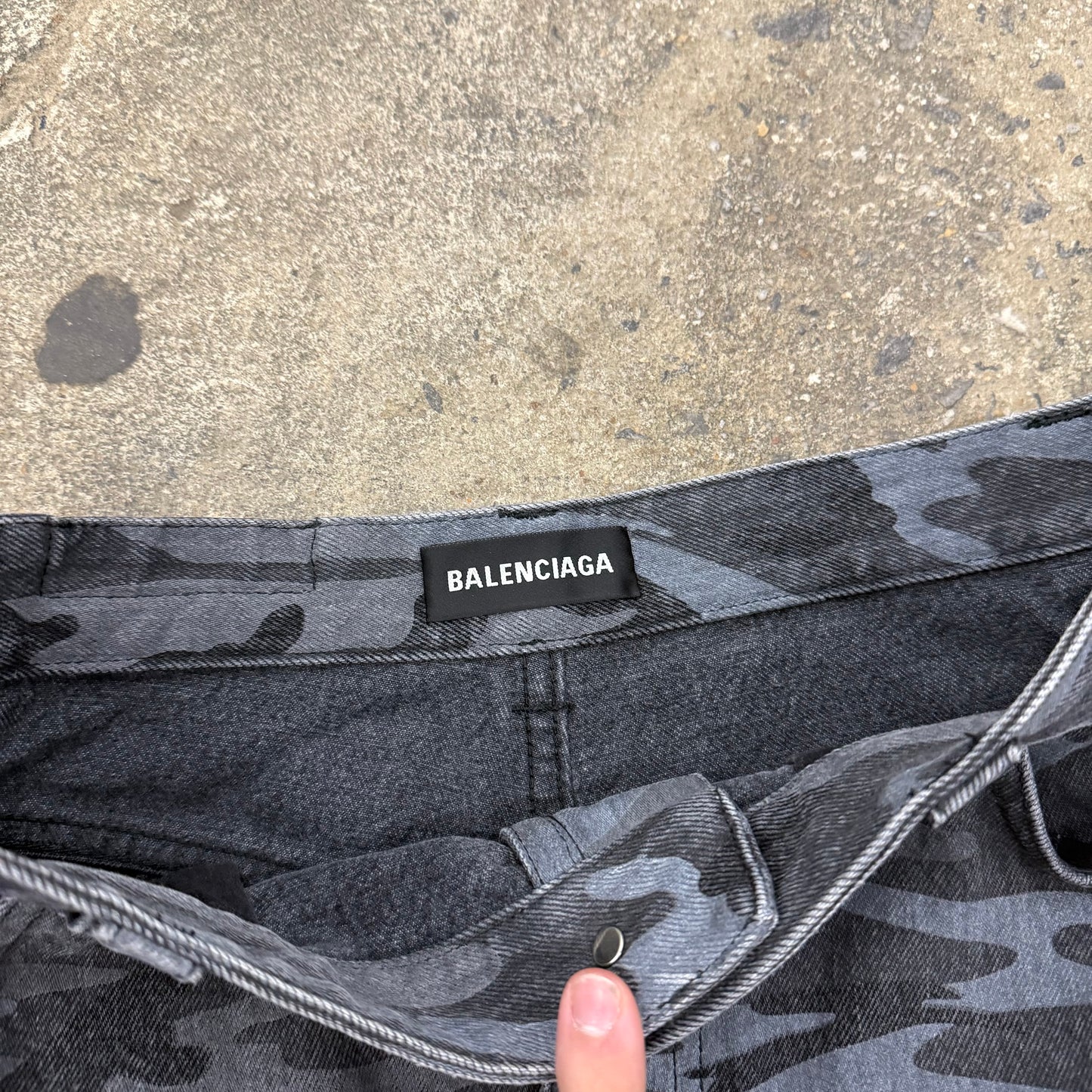 Balenciaga Camo Denim Shorts