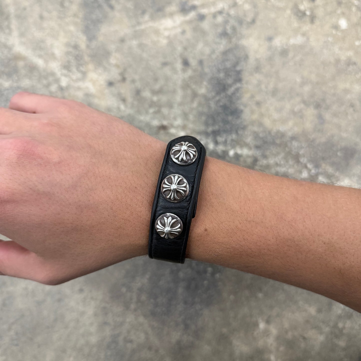 Chrome Hearts 3 Snap Leather Bracelet