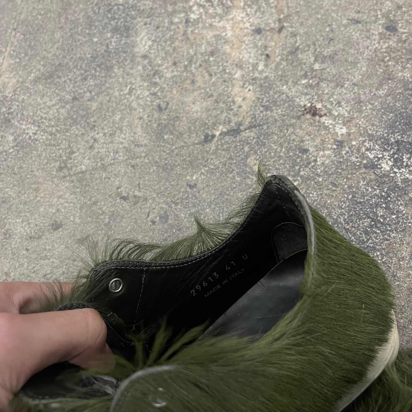 Rick Owens "Grinch" Pony Hair Ramones